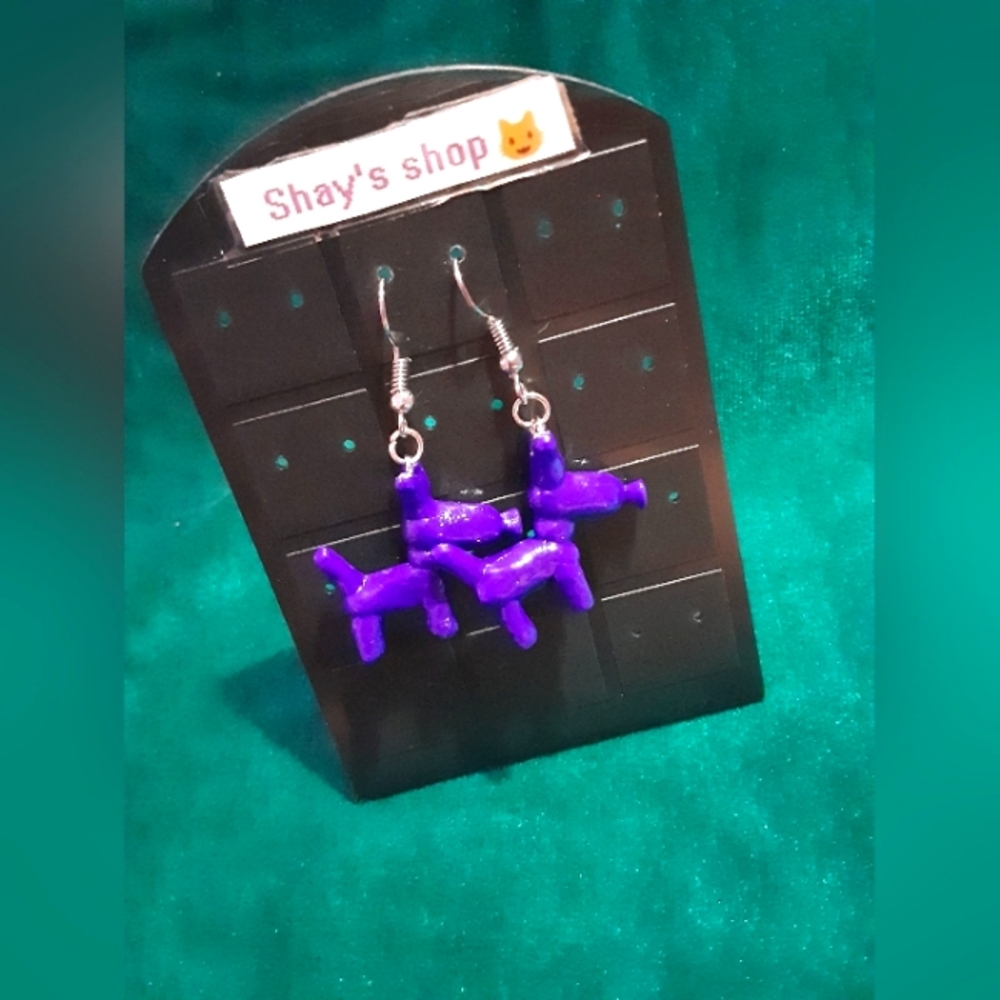 Purple balloon dog earrings